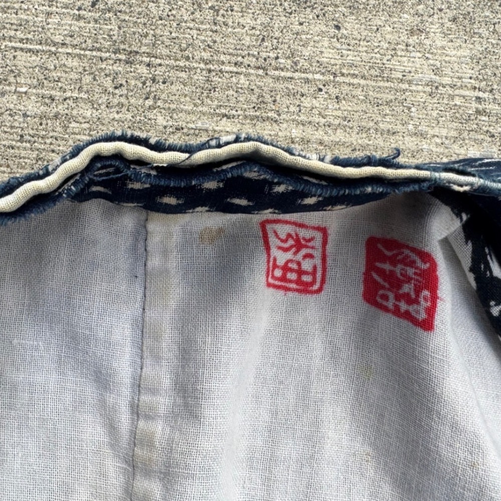 Vintage Japanese Indigo White Dotted‎ Kimono Jacket Haori Relaxed Fit Tie Front - Picture 9 of 11